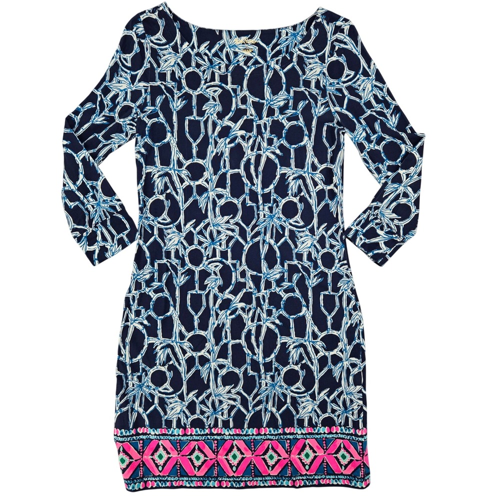 Lilly Pulitzer SMALL T-Shirt‎ Dress Womens Bamboo Print Back Cutout Resortwear